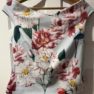 Ted Baker Iguazu Bardot Top, Blue Floral Pattern, Size 3, Never worn